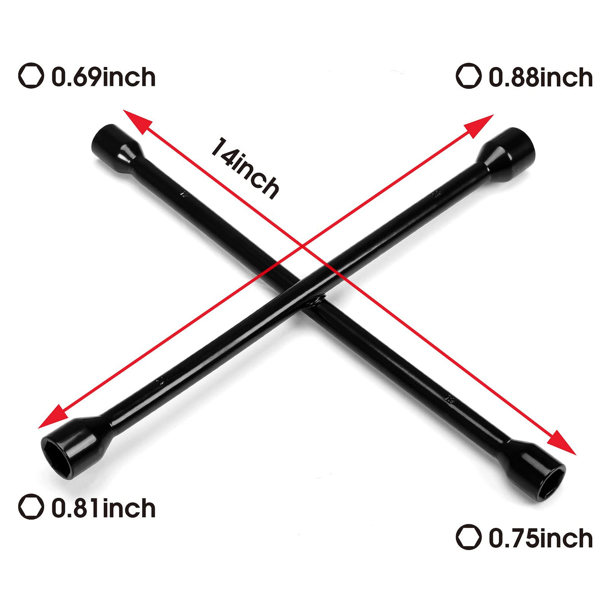 Torin TRX31101-14F - Llave universal de 4 vías de 4 vías de alta resistencia, color negro