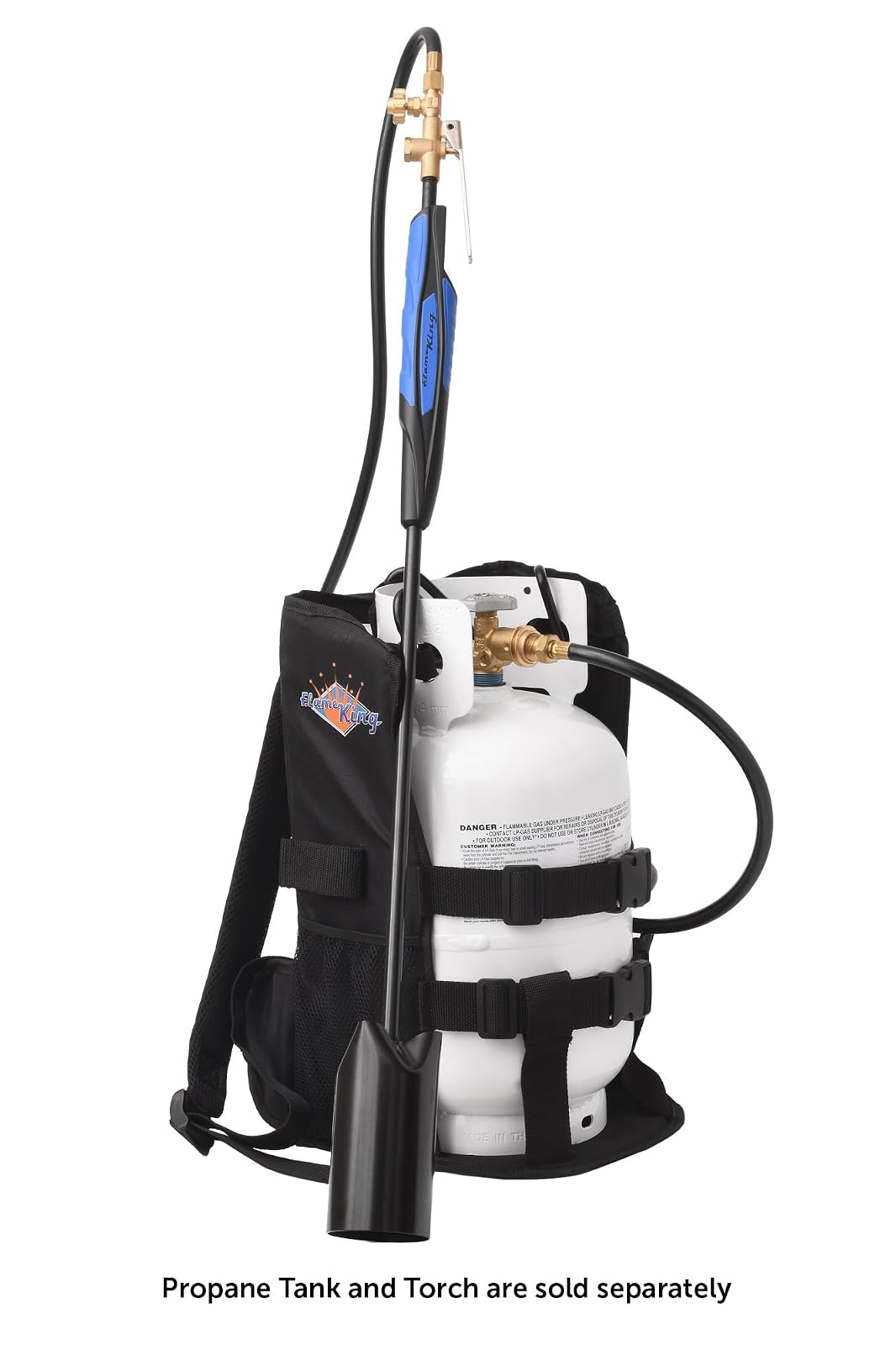 Flame King - Mochila para tanque de propano para cilindro de 5 libras o 10 libras y antorcha de malezas