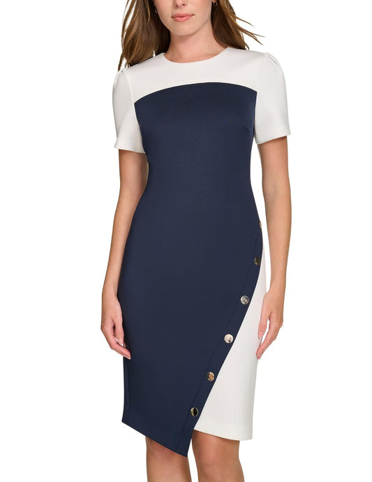 Tommy Hilfiger Manga Corta estructurada de crepé para Buceo Vestido para Mujer