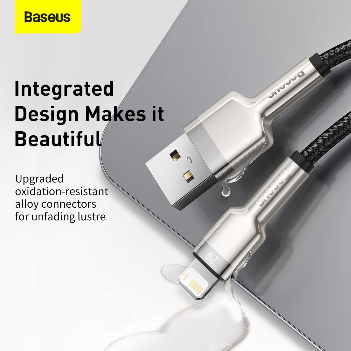 Cable De Datos Usb A Lightning 2.4a 1m Metal Negro Baseus
