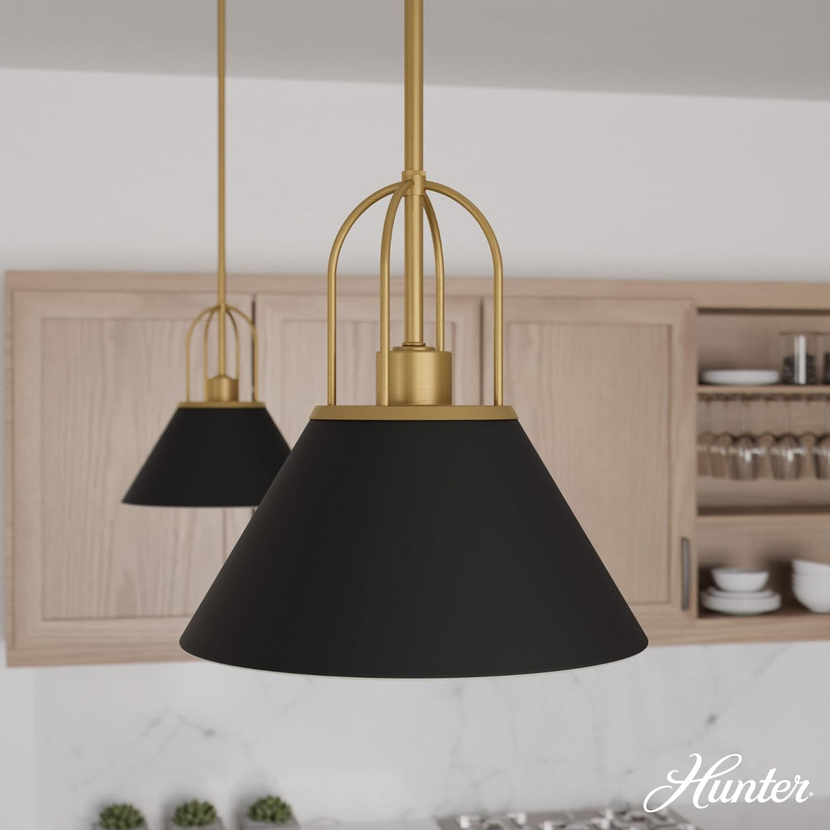 HUNTER, Candelabro Carrington Isle 1 Luz 12 pulgadas