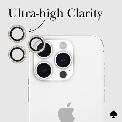 Protector de Lente de cámara para iPhone 15 Pro/iPhone 15 Pro MAX con Anillo de Aluminio, Juego en Piedra Dorada