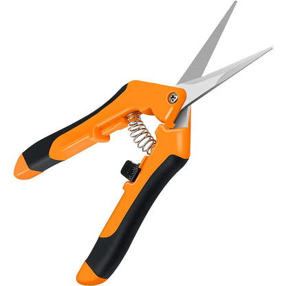 iPower Tijeras de jardinería de 6.5 pulgadas con cuchillas rectas de acero inoxidable, color naranja, 1 paquete