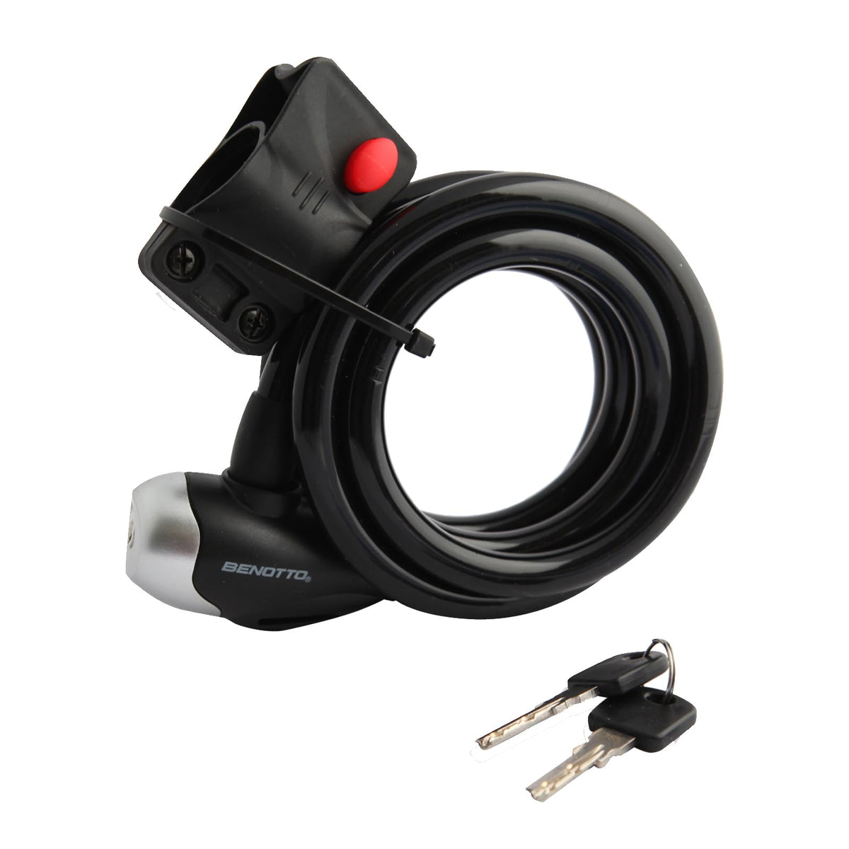 Benotto Candado Espiral 12x1800mm 2xLlaves Negro TY561