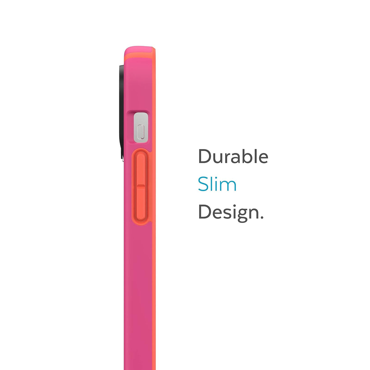 Speck - Funda para iPhone 14 Pro, Delgada de 6.1 Pulgadas, con protección contra caídas, Resistente a los arañazos, Tacto Suave, Rosa Digital/Rojo energético