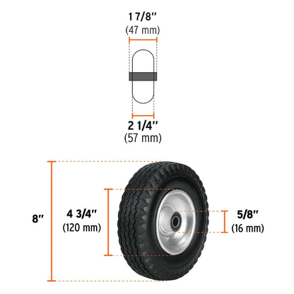 Truper LLX-8C, Rueda imponchable para eje central, 8"