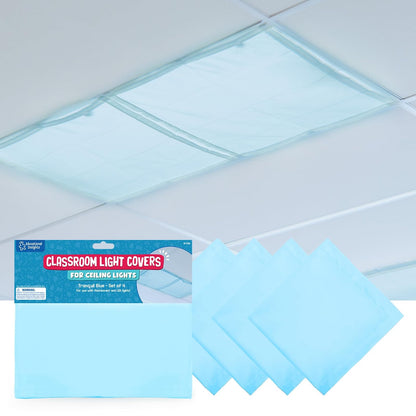 Educational Insights Mini Light Filters. Azul claro 2' x 2' paquete de 4. Reduce el brillo y el parpadeo, fácil instalación para oficinas, hospitales, hogares y aulas - Tranquil Blue