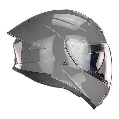 KOV Casco Beta Gris Brillante Integral para Moto Certificado Dot