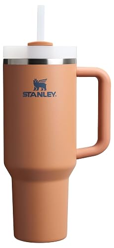 Stanley Quencher H2.0 Vaso con asa y popote, 40 onzas, tapa Flowstate de 3 posiciones, compatible para viajes, taza de acero inoxidable aislada, sin BPA, tostada