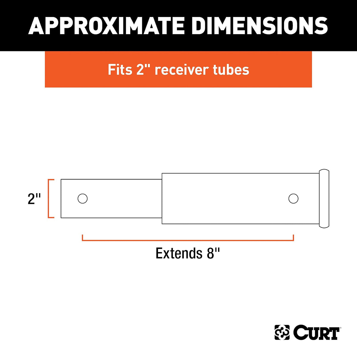 CURT Manufacturing Extensor de tubo receptor para Camión, SUV, Furgoneta, 3500 libras, 1 1/10, 2 cm extiende 17,8 cm