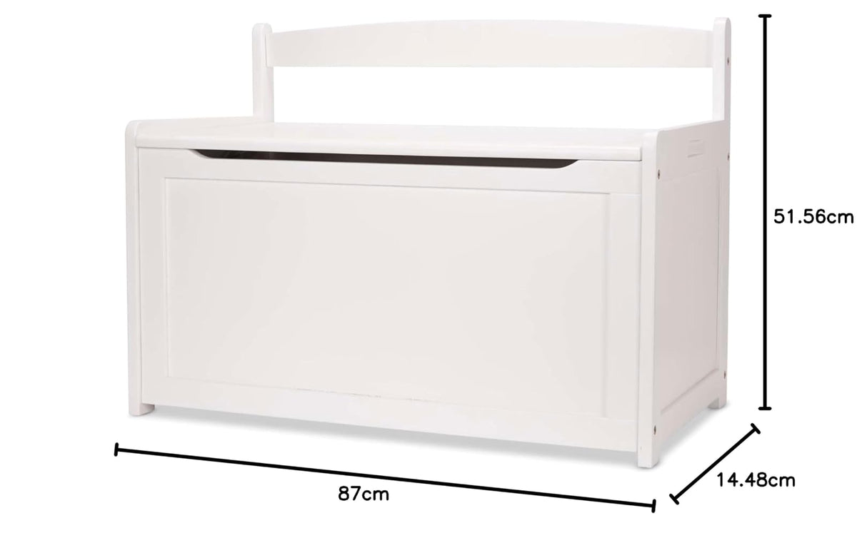 Melissa & Doug Baúl de Madera para Juguetes, Baúl de Madera Resistente, 2.3 Metros Cúbicos de Almacenamiento, Fácil de Armar, Blanco