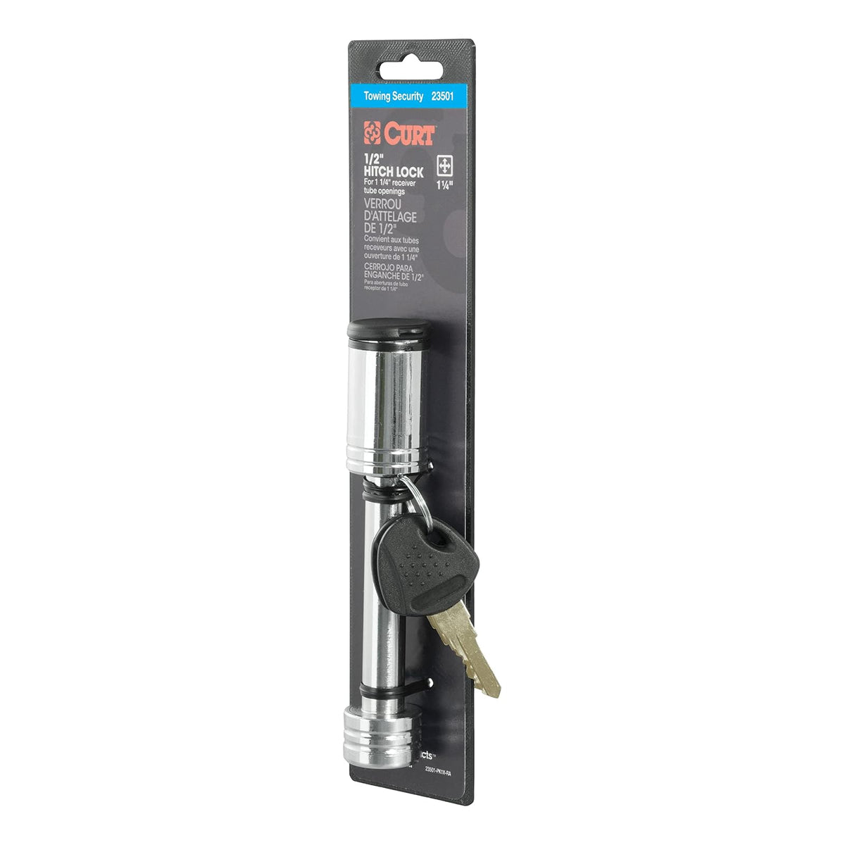 CURT 23501 Cerradura de Enganche de Remolque, Pin 1/2", Receptor 1-1/4"