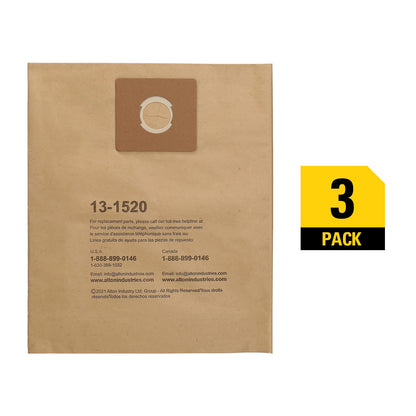 Stanley 13-1520 - Bolsa de filtro desechable para aspiradoras húmedas o secas de 10 galones, paquete de 3