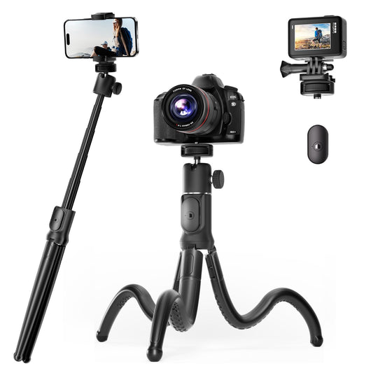 UBeesize - Trípode Extensible para teléfono, trípodes Flexibles con Control Remoto, Palo Selfie 3 en 1 con Soporte Gopro, Soporte para iPhone para grabación, volgging, transmisión en Vivo Apto para