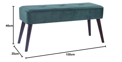 Sochic Taburete Tapizado en Terciopelo Verde con Patas de Madera de Caucho de Nogal y Marco de Madera