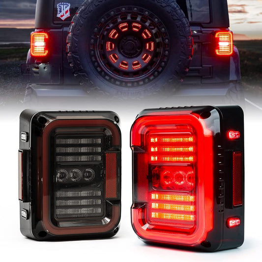 Xprite Luces Traseras LED para Jeep Wrangler JK/JKU 2007-2018, Aprobado DOT, Lente Transparente en C