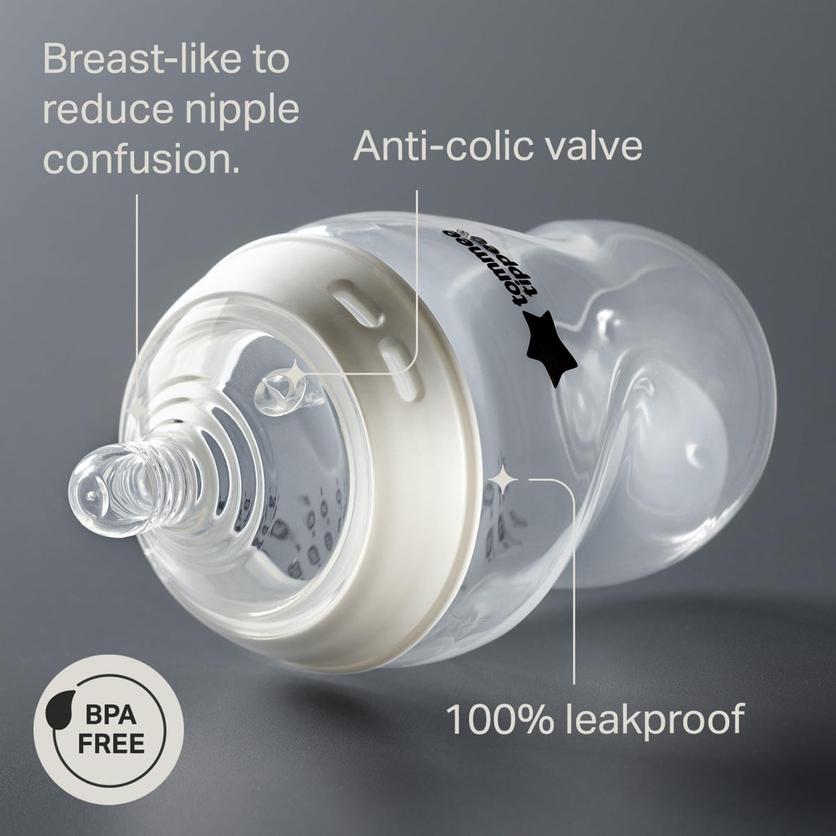 Tommee Tippee Biberones Anticólicos Natural Start, 0m+, 150ml/5oz | Paquete de 2, Tetina Flujo Lento Tipo Pecho, Autoesterilizable, Fácil Transición Pecho-Mamila, Libre de BPA