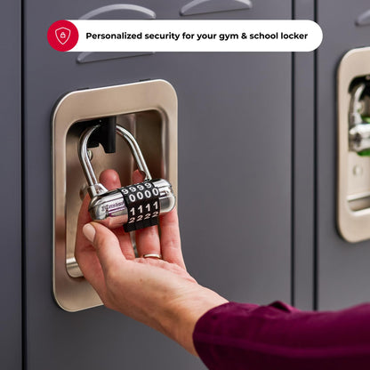 Master Lock 1523D Set Your Own Combination Padlock, 1 Pack, Color may vary | Cerradura fuerte y duradera; cerradura de aluminio y acero, cerradura de gimnasio, cerradura de combinación de seguridad