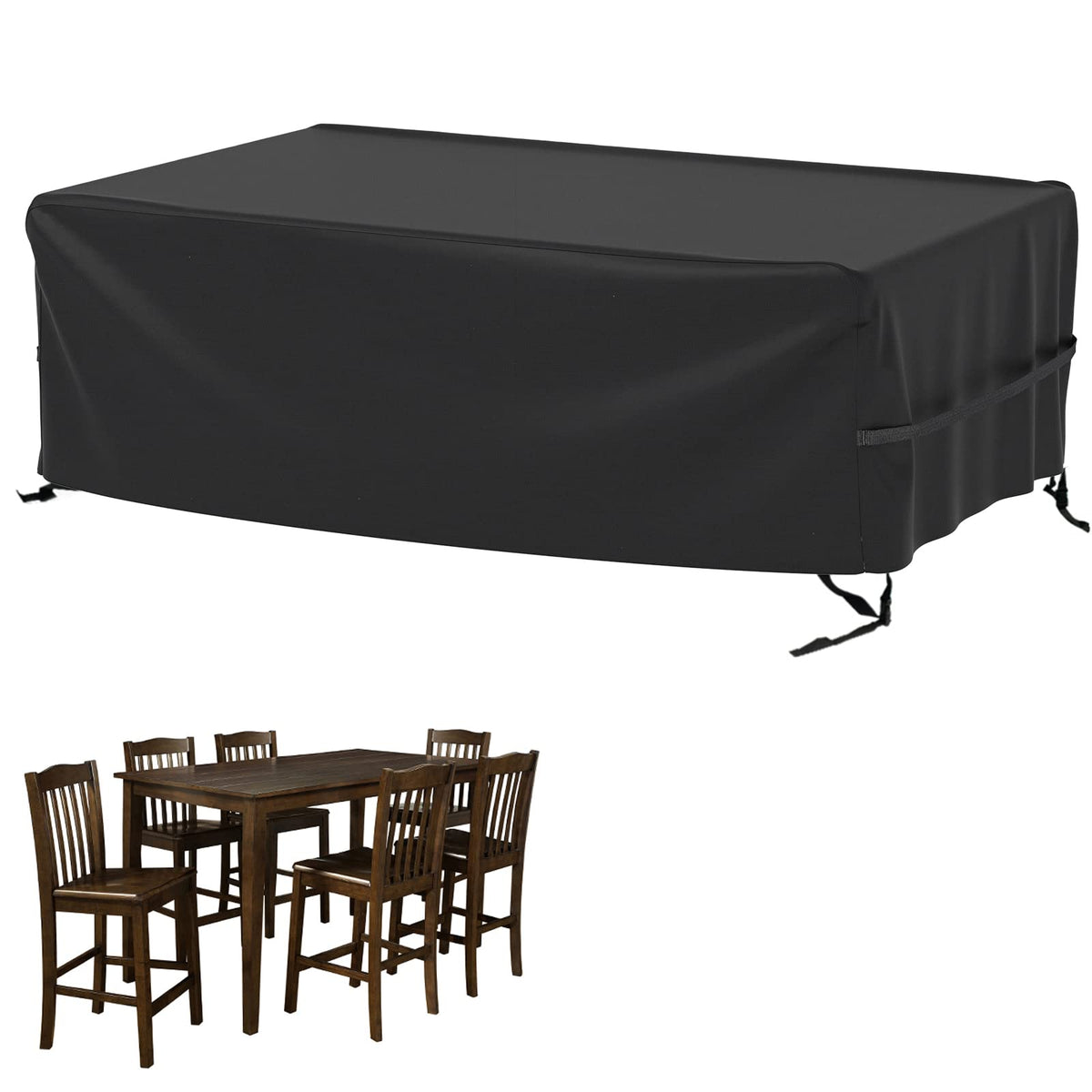 Velway - Funda rectangular para mesa de patio, impermeable, para mesa y sillas al aire última intervensión, 84 pulgadas de largo x 52 pulgadas de ancho x 29 pulgadas de alto, Oxford resistente al