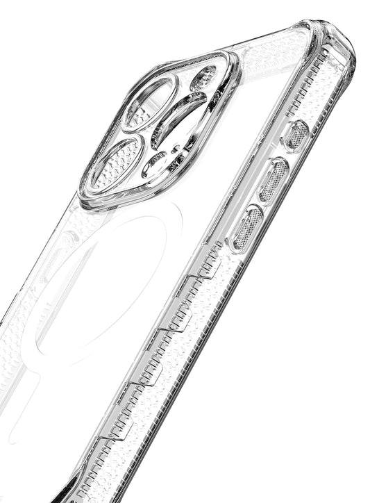 ItSkins Supreme R Clear Funda con MagSafe Compatible con iPhone 15 Pro MAX, Protección Caídas 4.5m, Bordes Elevados, Defensa Antimicrobiana - Transparente