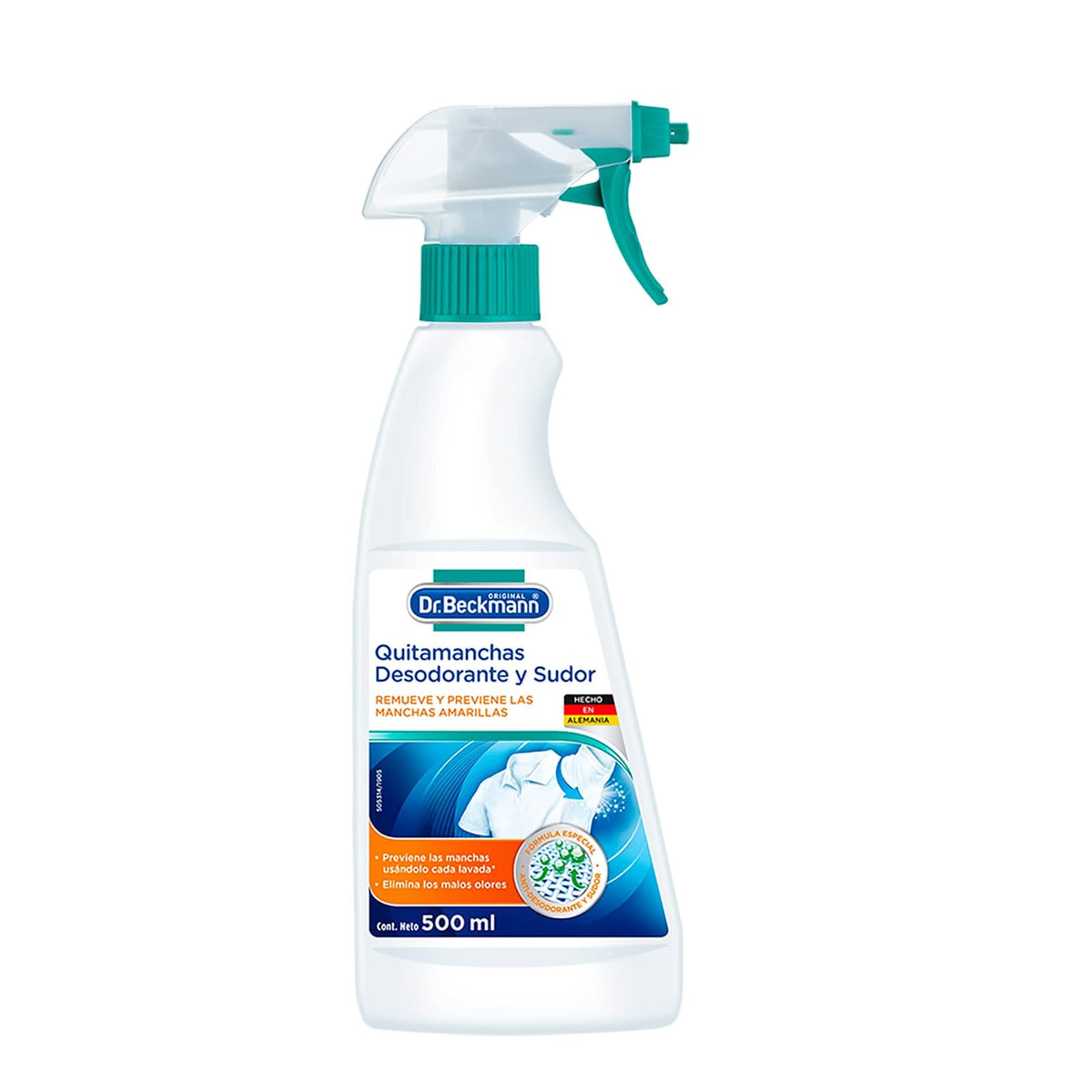 Dr. Beckmann, Quitamanchas Intenso Multiusos, en Polvo, 1 kg + Quitamanchas Desodorante y Sudor 500 ml + Blanqueador Intensivo, Súper Blanco