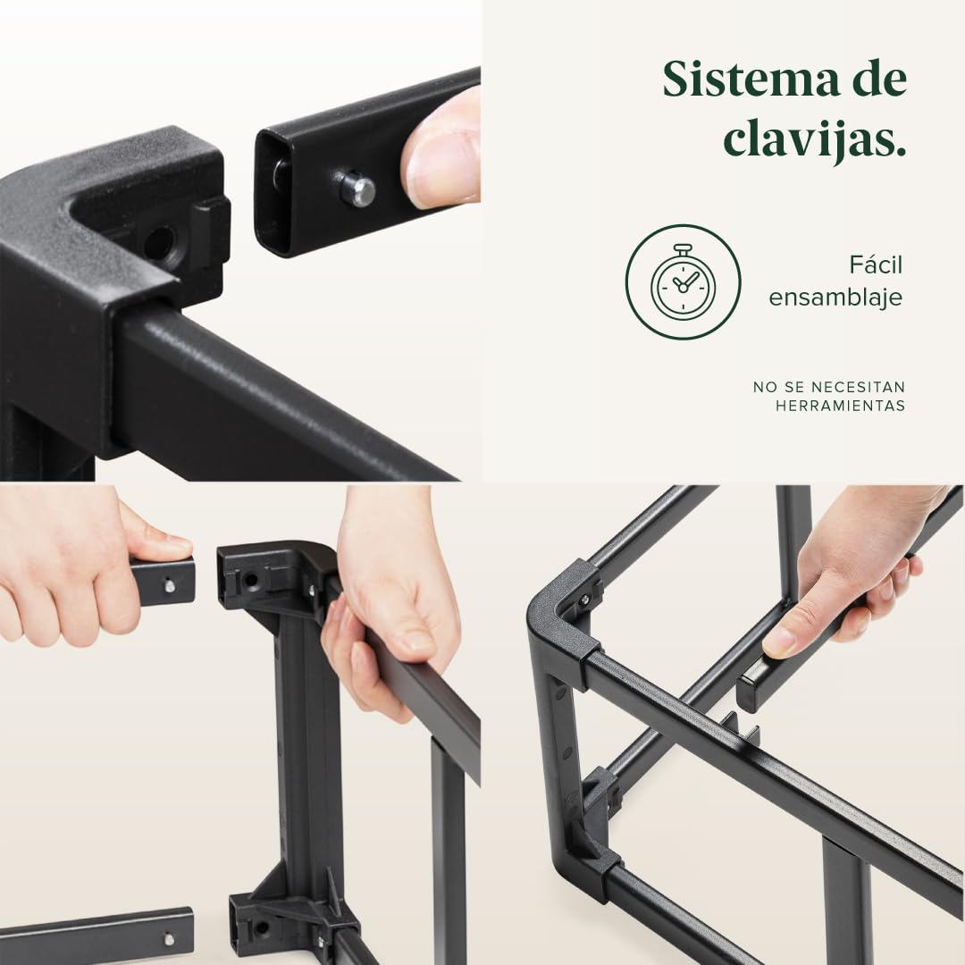 Zinus Armita | Base de Cama Matrimonial con Funda Minimalista | Acero Resistente | Garantía de 5 años