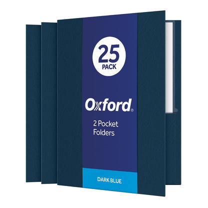 Oxford Fólder Doble Solapa con 2 Bolsillos, Caja con 25 - Azul oscuro - 25-Count - Carpetas