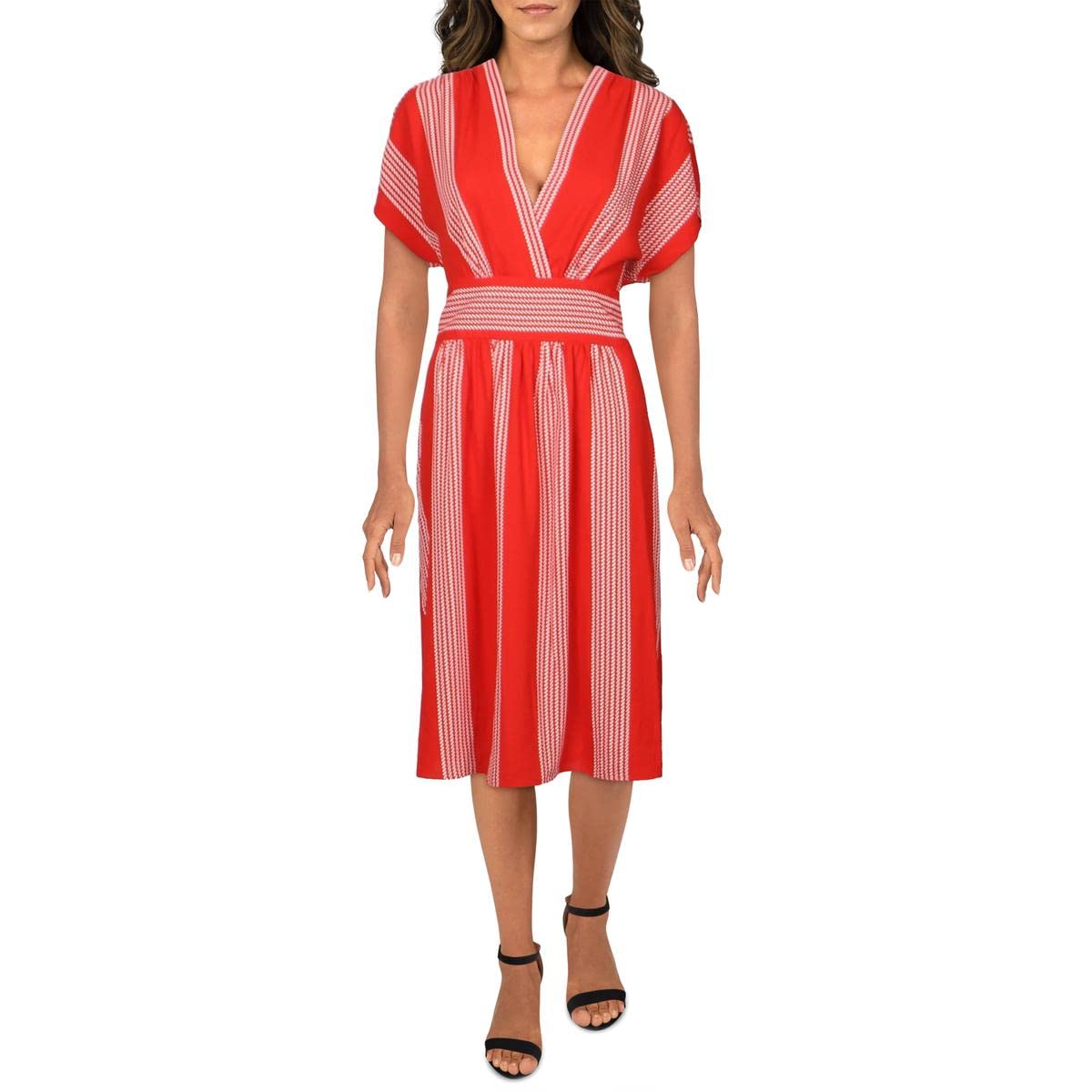Anne Klein Vestido de Cintura con cinturón con Cuello en V Vestido para Mujer