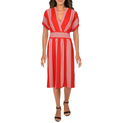 Anne Klein Vestido de Cintura con cinturón con Cuello en V Vestido para Mujer