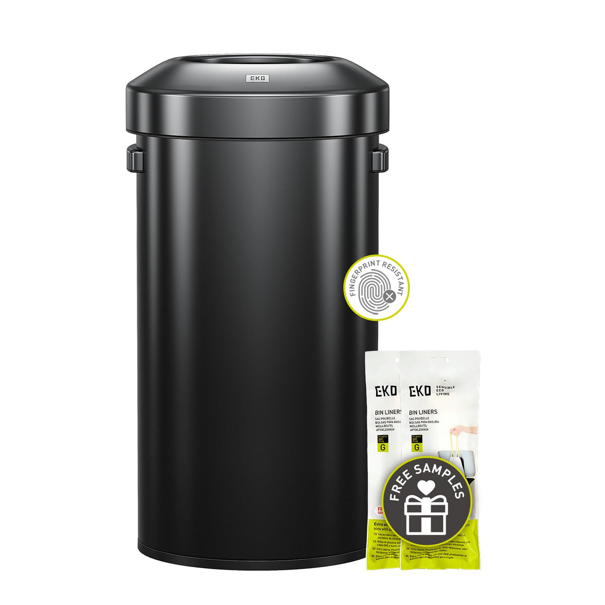 EKO Urban Bote de Basura Comercial 90 L con Tapa y Asa Negro