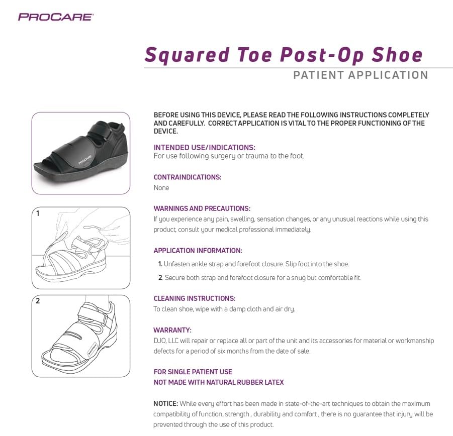 ProCare Squared Toe Post-Op Shoe, Medium (Shoe Size: Men's 7.5 - 9 / Women's 8.5 - 10)