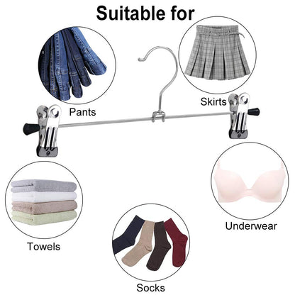 NORTHERN BROTHERS - Perchas para Pantalones con Clips, Paquete de 20 Unidades, Colgador de Metal Ajustable, Perchas para Falda con Clips, Perchas para Ahorrar Espacio para Jeans
