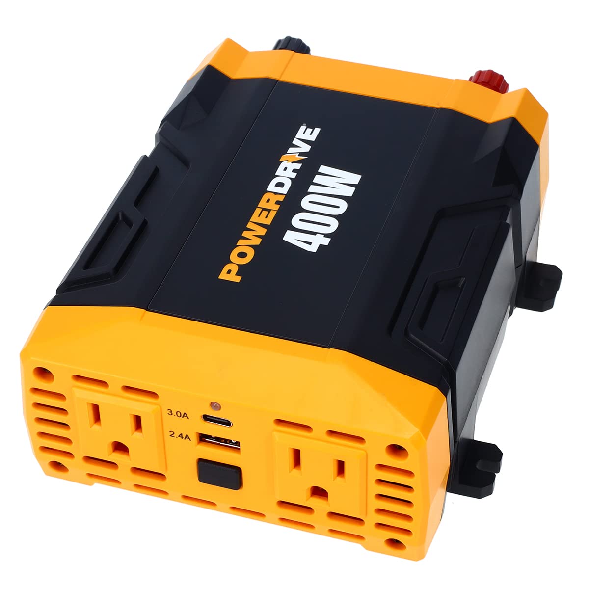 PowerDrive PWD400 - Inversor de Corriente de 400 W, 12 V CC a 110 V CA con 2 tomacorrientes y 2 Puertos