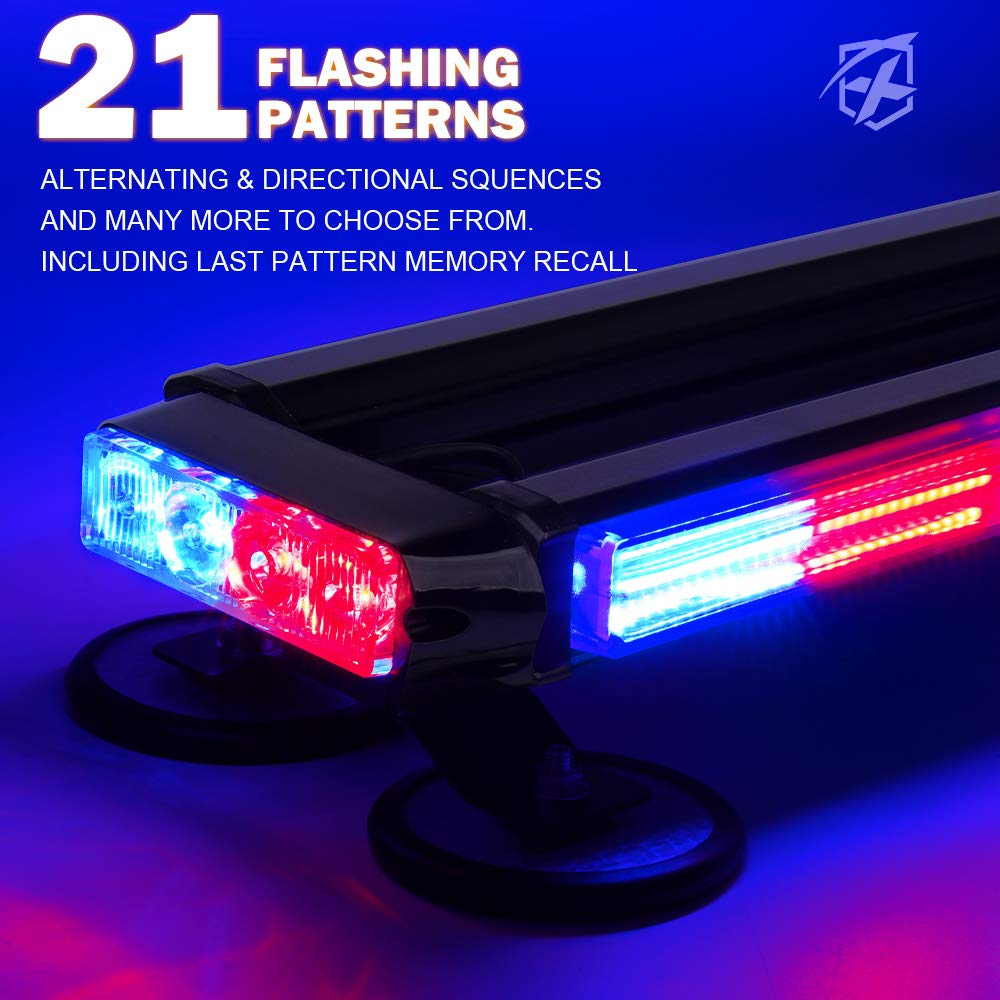 Xprite - Barra de luz LED LED estroboscópica para techo con doble cara de advertencia de peligro, luces de policía con base magnética para vehículos de seguridad de emergencia, camiones, bomberos,