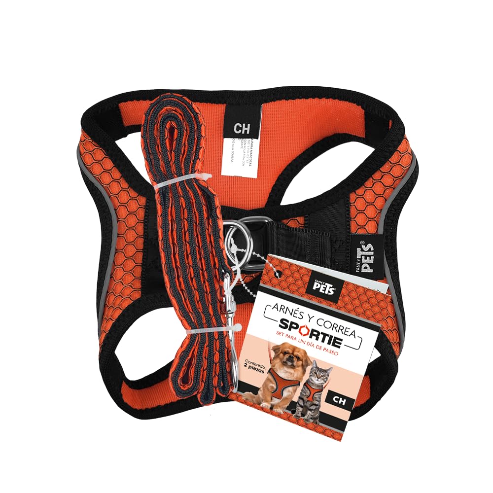 Fancy Pets Set con Arnés Y Correa Sportie para Perro Tamaño Chico Color Naranja