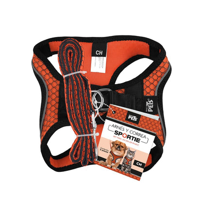 Fancy Pets Set con Arnés Y Correa Sportie para Perro Tamaño Chico Color Naranja