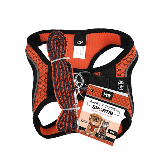 Fancy Pets Set con Arnés Y Correa Sportie para Perro Tamaño Chico Color Naranja