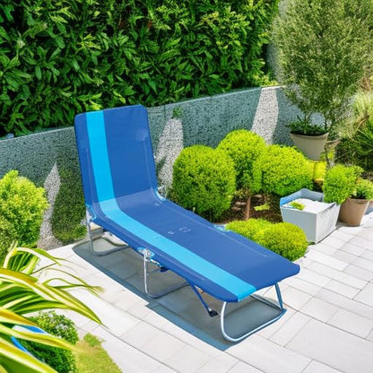 Rio Beach Multi Position Backpack Chair Lounger with Blue Stripe