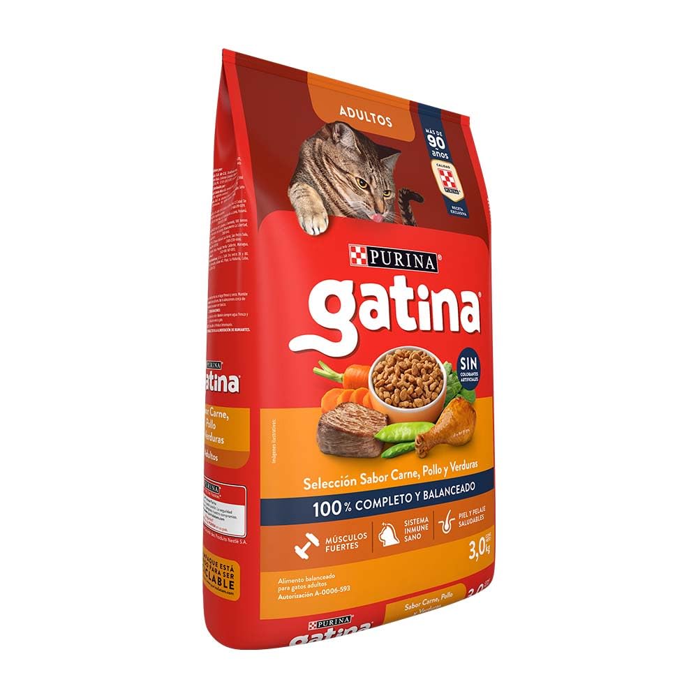 Felix Purina Gatina Adulto Todos los Tamaños Sabor Carne, Pollo y Verduras 3Kg