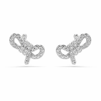 arete Swarovski Lifelong, pavé, lazo, blanco, baño de rodio