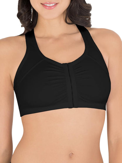 Fruit of the Loom Sujetador Deportivo con Espalda Cruzada con Cierre Frontal, Paquete de 2 Sujetador Deportivo para Mujer