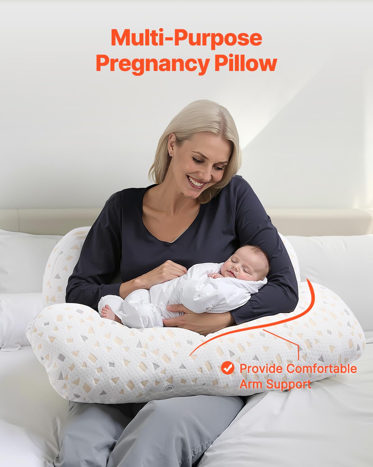 VEVOR - Almohadas de Embarazo para Dormir, Almohada de Maternidad Ajustable para Mujeres Embarazadas, Almohada Corporal Suave para Embarazo con Funda extraíble y Lavable para Soporte de Espalda