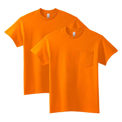 Gildan Camiseta de algodón Ultra para Adultos con Bolsillo, Paquete de 2 Camisa para Hombre - Anaranjado Safety - 3XL