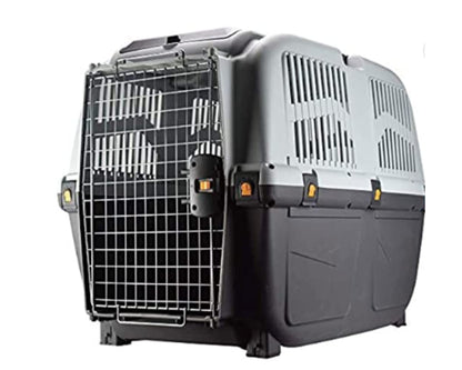 MPS Transportadora para Perros Skudo IATA 7, Plástico Resistente con Ruedas, 105x73x76 cm - Puerta Metálica y Ventilación Lateral