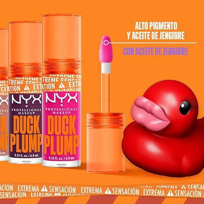 NYX Duck Plump Brillo Voluminizador Efecto Plumping, Tono 03 Nude Swings | Brillo voluminizador de NYX Professional Makeup, para lucir labios con color brillante y visiblemente más rellenos.