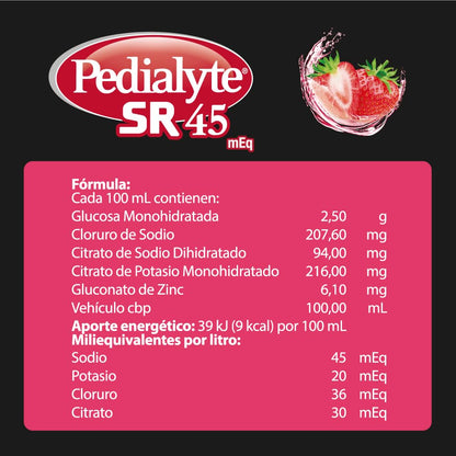 Pedialyte - Electrolitos Orales, 45 mEq, Solución Oral Sabor Fresa 500 ml - Caja con 12 piezas, Auxiliar en la Deshidratación por Diarrea, Vómito y Ejercicio
