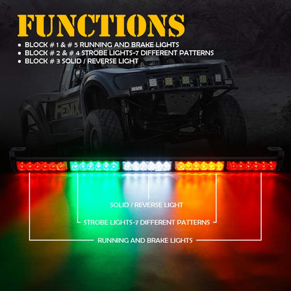 Xprite - Barra de luz estroboscópica LED de 30 pulgadas con luz intermitente de freno para UTV, ATV, Polaris RZR XP 1000 900, lado a lado, 4x4, trofeo camión, cuádruple