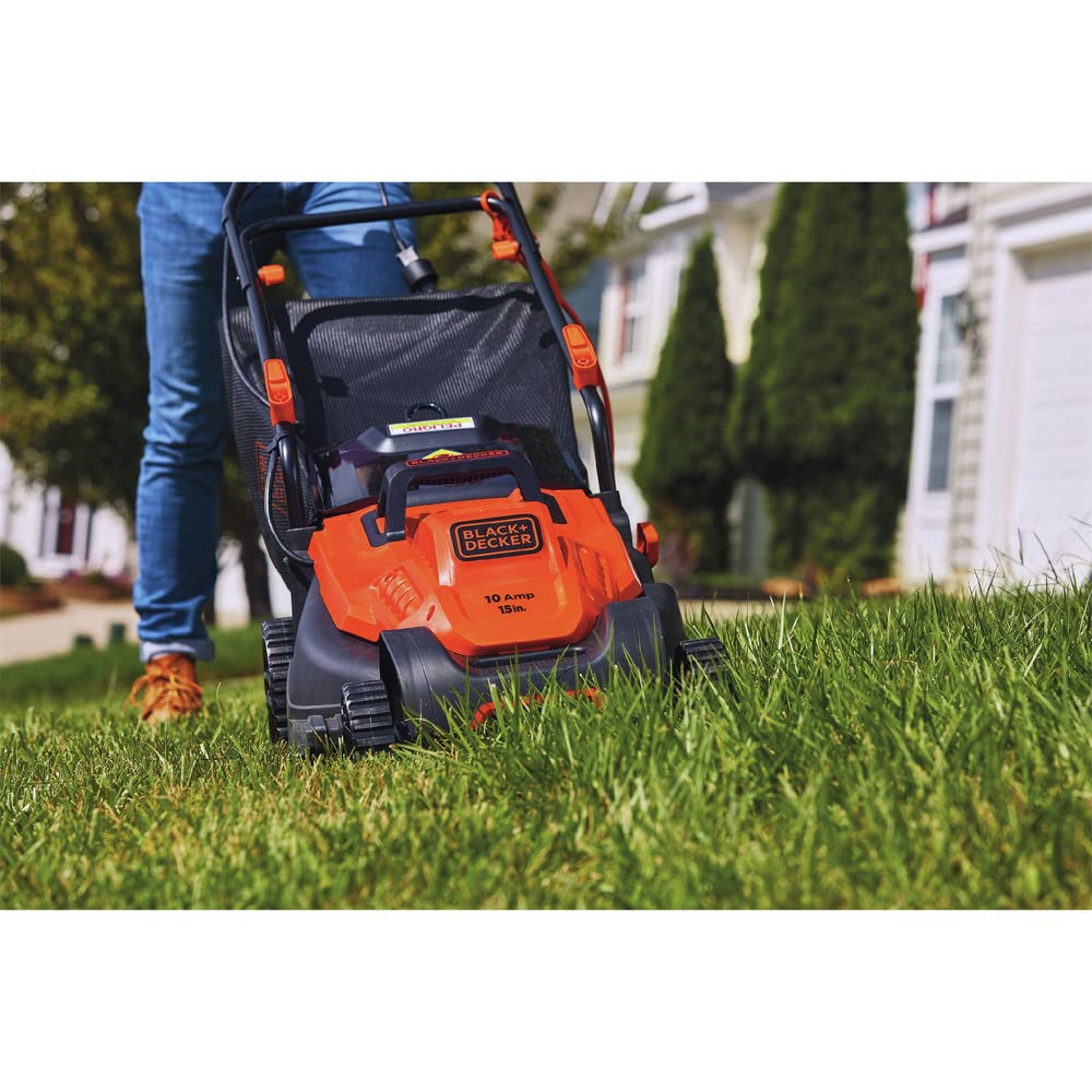 Black+Decker - Podadora eléctrica con manubrio de Bicicleta, 38 cm (15 Pulgadas), 10 A, con Cable (BEMW472BH)