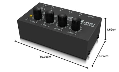 Behringer - Amplificador de Auriculares estéreo ultracompacto de 4 Canales Microamp HA400