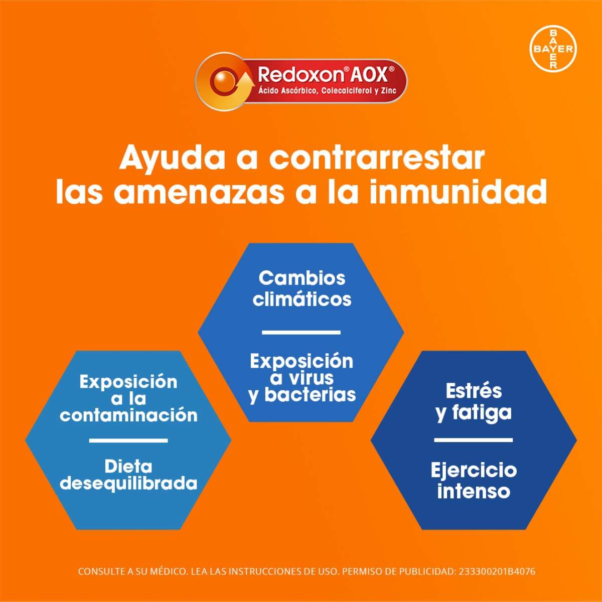 Redoxon AOX Multivitamínico con Vitamina C, Vitamina D y Zinc, Pack de 3 Unidades con 10 Tabletas Efervescentes, Naranja